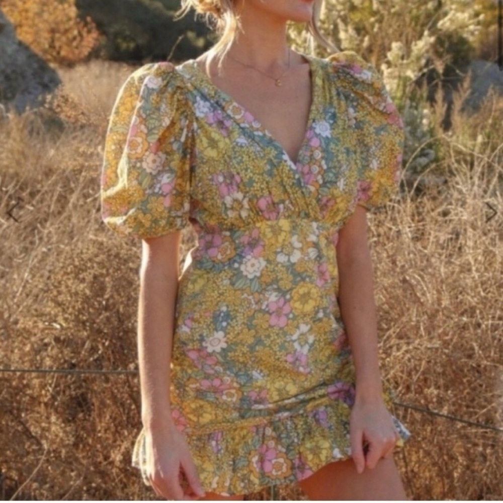 RAHI Floral Print Petra Dress Puff Sleeve Mini